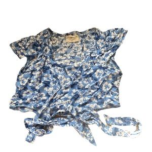 Ralph Lauren blue floral wrap top